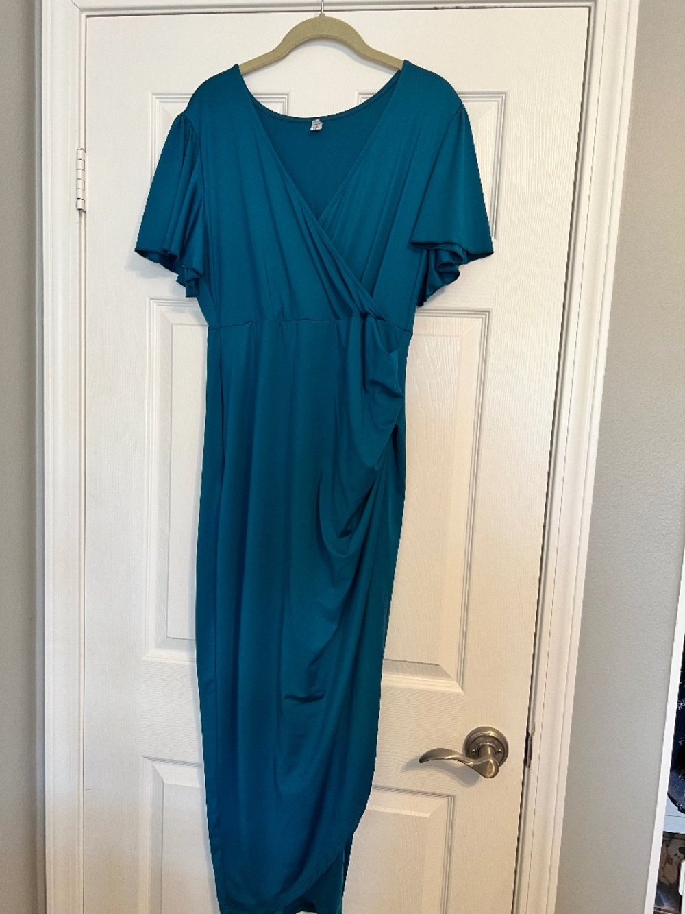 AISWI 2025 Womens Maternity Wrap Dress V Neck Ruffle Sleeves Semi Formal